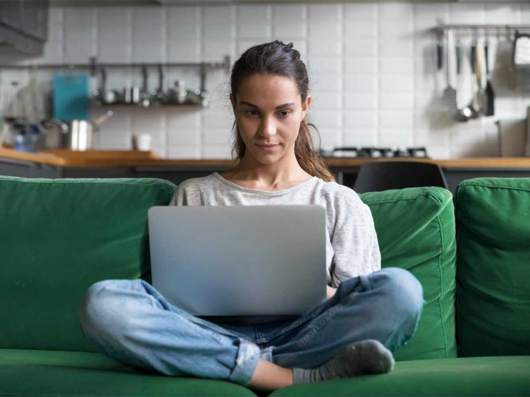 Illuminate Counselling North Vancouver, BC Woman in an online counselling appointment