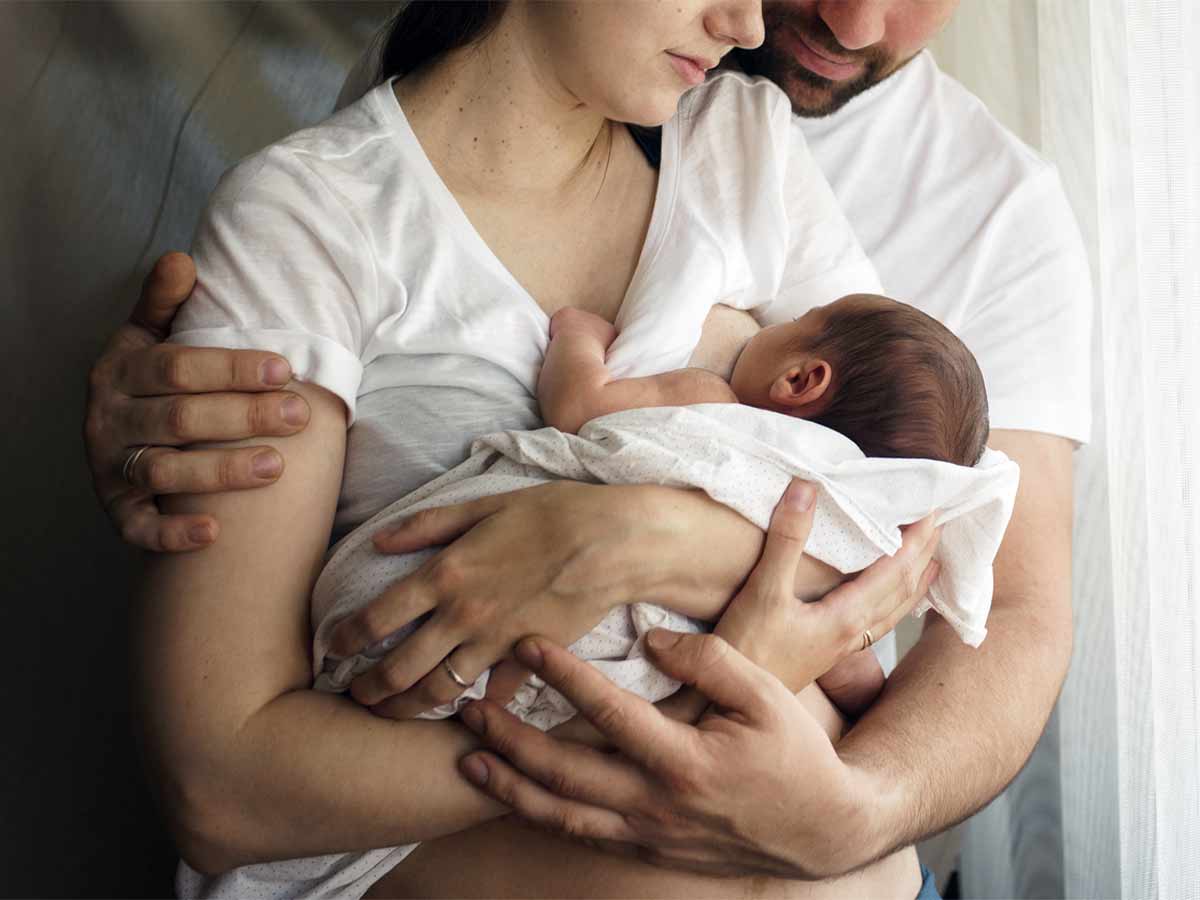 New parents with a baby